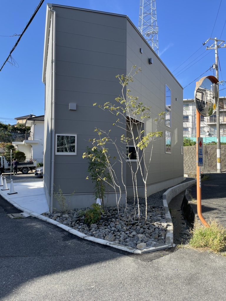 モデルハウスの敷地に植栽を植えた当初の様子